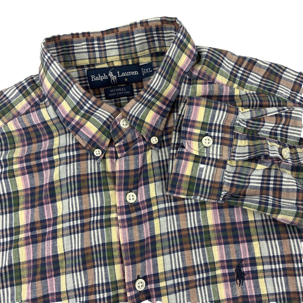 Mens Ralph Lauren Long Sleeve Button Down Mcmeel Shirt Size XL India Made Plaid